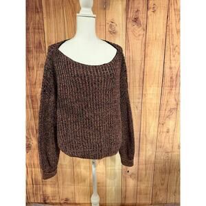 French Connection Retro 80s Vibe Chunky Boxy Knit Sweater Black Women's Size L